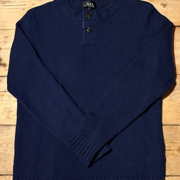 A.P.C. Men's Deep Blue Crewneck Sweater - Picture 2 of 6